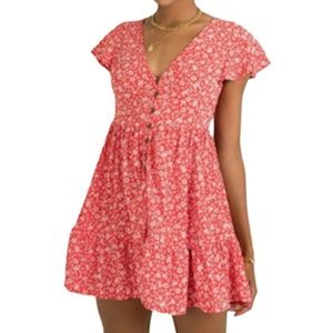 Sundae Muse Tessa Red floral Babydoll dress excellent like new condition size 8